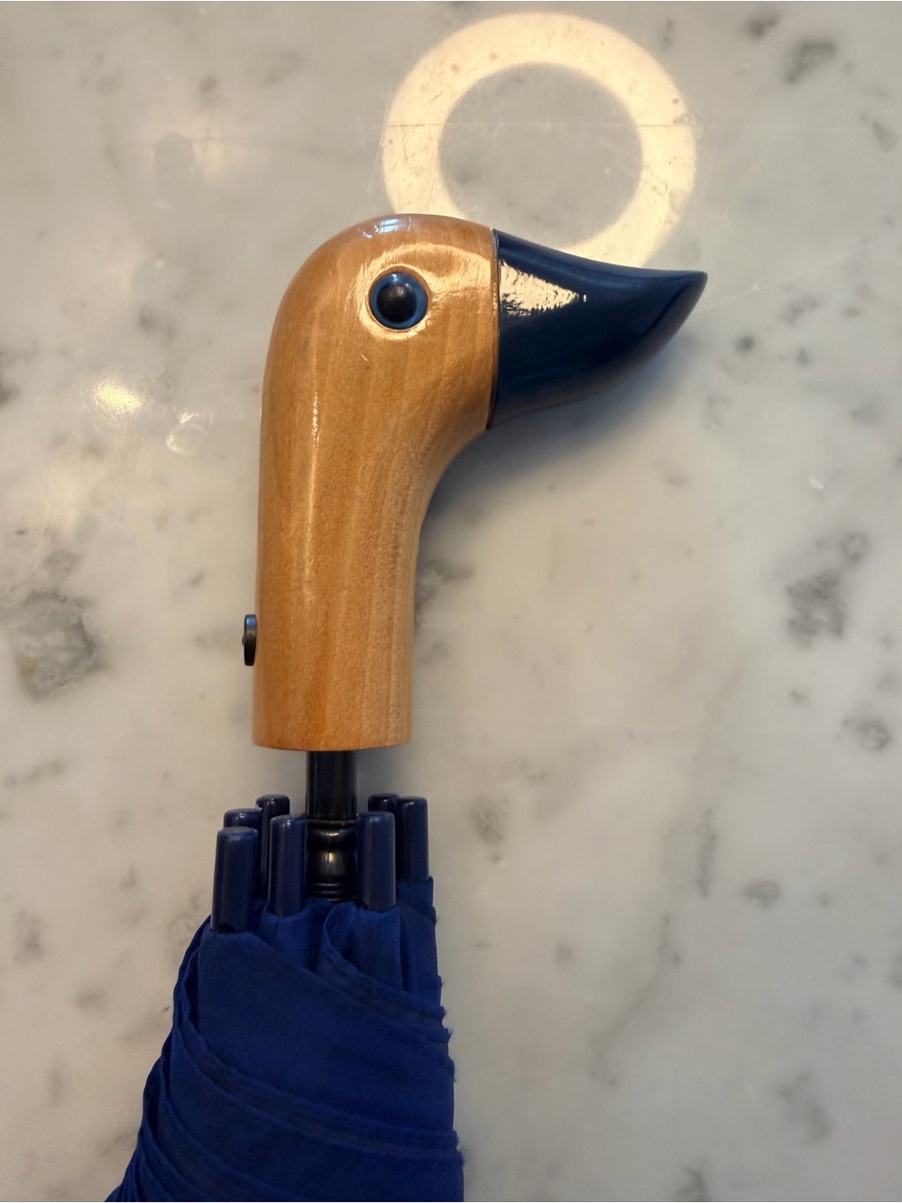 kate spade Royal Blue Compact Umbrella with Duck-Head Handle - Picture 5 of 9